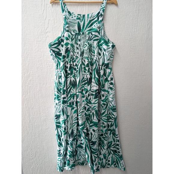 Lands' End 100% Linen Tropical Sleeveless Midi Dress Pockets Plus Size 2X 20-22W - Picture 7 of 8